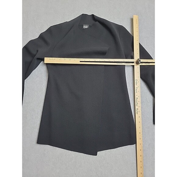 Eileen Fisher Open Cardigan S Black Wool Kniy Lightweight Asymmetrical Preppy - Picture 7 of 12